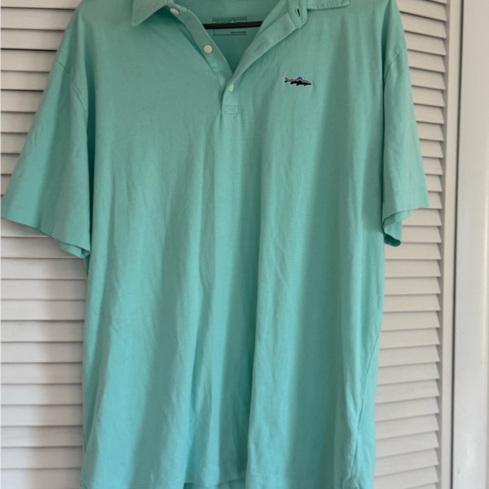 Men's Patagonia polo style light blue shirt